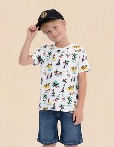 USPA Kids Boys Graphic Printed Regular Fit T-Shirt (UKTSH2519_White_4-5Y)