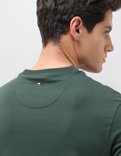 U.S. Polo Assn. Denim Co. men's olive green graphic slim fit long sleeve T-shirt with brand logo print and crew neck.
