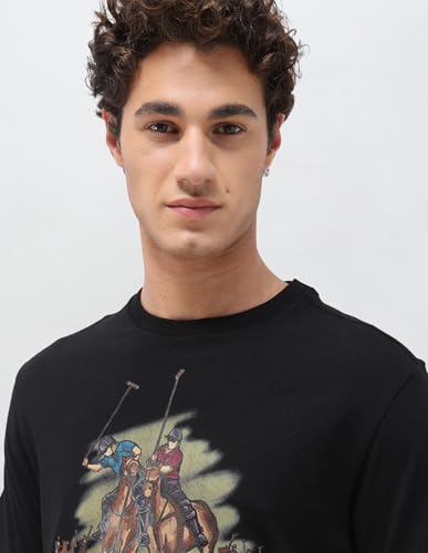 U.S. Polo Assn. Denim Co. Men's Graphic Brand Printed Slim Fit T-Shirt (UDTSH4023_Black_L)