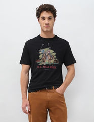 U.S. Polo Assn. Denim Co. Men's Graphic Brand Printed Slim Fit T-Shirt (UDTSH4023_Black_L)