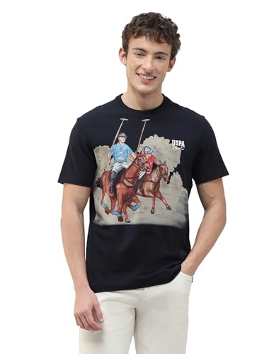 U.S. Polo Assn. Denim Co. Men's Graphic Brand Printed Slim Fit T-Shirt (UDTSH4025_Navy_XL)