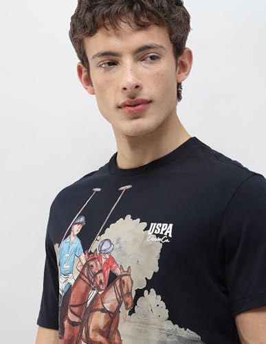 U.S. Polo Assn. Denim Co. Men's Graphic Brand Printed Slim Fit T-Shirt (UDTSH4025_Navy_XL)