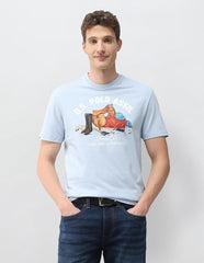 U.S. Polo Assn. Denim Co. Men's Graphic Brand Printed Slim Fit T-Shirt (UDTSH4077_Blue_L)