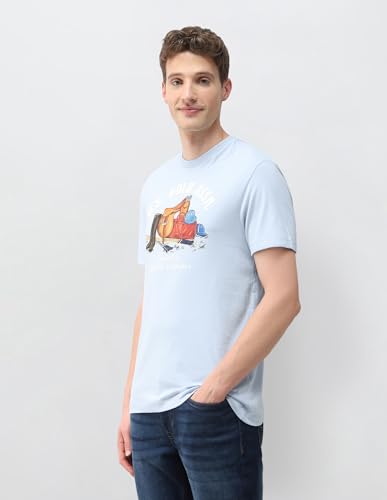 U.S. Polo Assn. Denim Co. Men's Graphic Brand Printed Slim Fit T-Shirt (UDTSH4077_Blue_L)