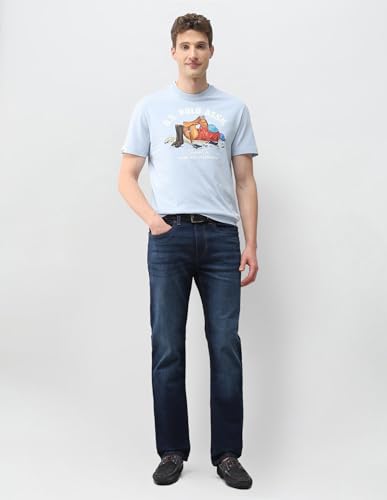 U.S. Polo Assn. Denim Co. Men's Graphic Brand Printed Slim Fit T-Shirt (UDTSH4077_Blue_L)