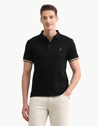 U.S.Polo Association men's self-design vertical striped Sotogrande polo shirt, long sleeve T-shirt, casual upper wear in white and navy.