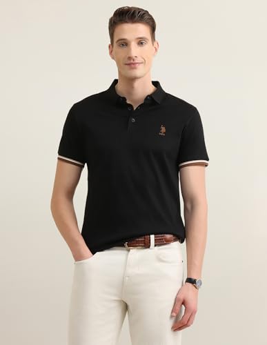 U.S.Polo Association men's self-design vertical striped Sotogrande polo shirt, long sleeve, casual upper T-shirt for men.