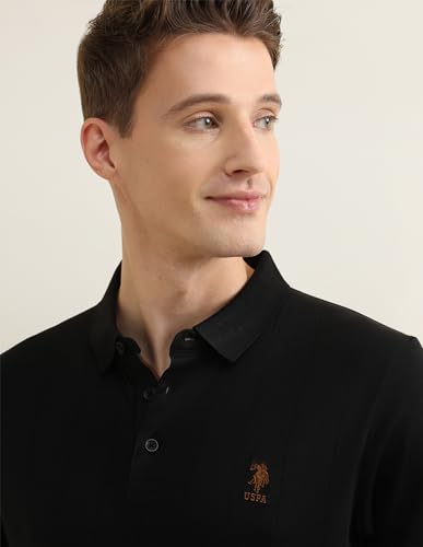 U.S.Polo Association men's self-design vertical striped Sotogrande polo shirt, long sleeve T-shirt with classic pattern.
