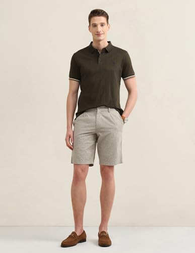 U.S.Polo Association men's self-design vertical striped Sotogrande polo shirt, long sleeve T-shirt in classic style.