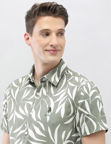 U.S. Polo Assn. Denim Co. Men's Tropical Printed Motel On The Coast Shirt