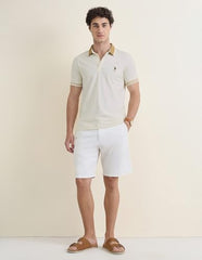U.S.Polo Association Men's Solid Slim Fit Polo Shirt (USTSH3407_Beige_L)