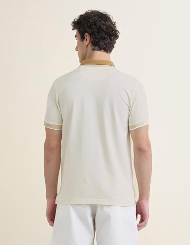 U.S.Polo Association Men's Solid Slim Fit Polo Shirt (USTSH3407_Beige_L)