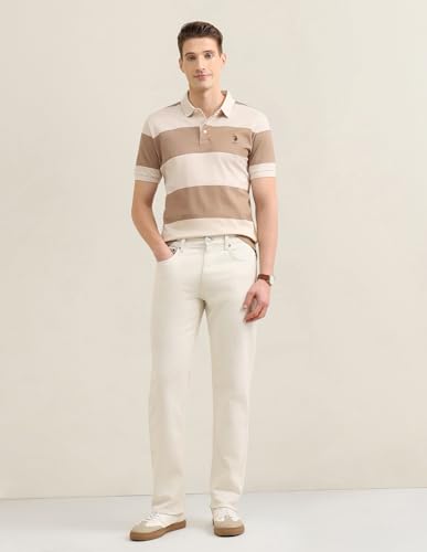 U.S.Polo Association Men's Horizontal Striped Sotogrande Polo Shirt (USTSH3408_Beige_XXL)