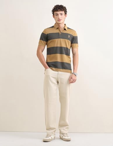 U.S.Polo Association Men's Horizontal Striped Sotogrande Polo Shirt (USTSH3408_Beige_XXL)