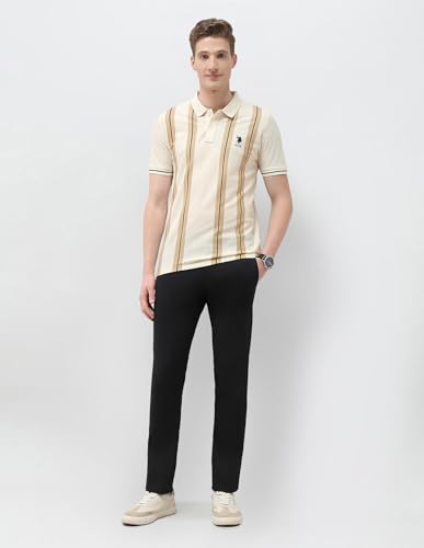 U.S.Polo Association men's vertical striped Sotogrande slim fit polo shirt, short-sleeve T-shirt with classic collar and button placket