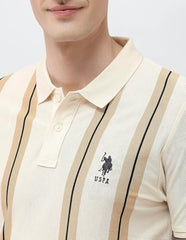U.S.Polo Association men's vertical striped Sotogrande slim fit polo shirt with short sleeves and classic collar.