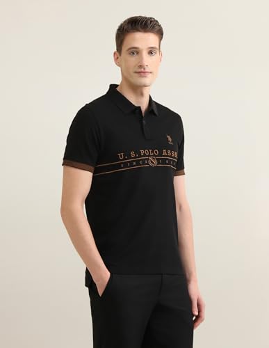 U.S.Polo Association men's embroidered Sotogrande polo shirt, long sleeve T-shirt in classic style with logo embroidery.