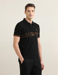 U.S.Polo Association men's embroidered Sotogrande polo shirt, long sleeve T-shirt in classic style with logo embroidery.