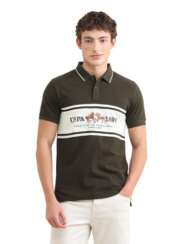 U.S.Polo Association Men's Sotogrande Brand Embroidered Polo Shirt (USTSH3438_Light Brown_3XL)