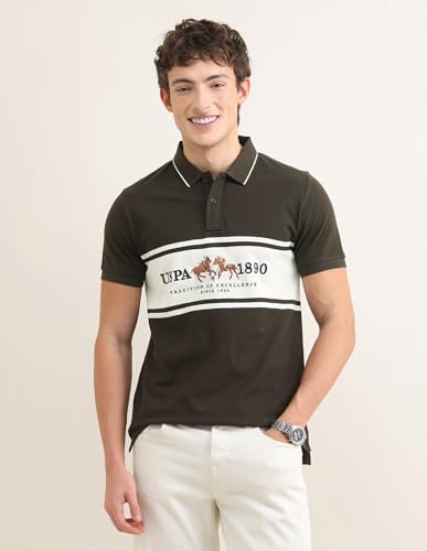 U.S.Polo Association Men's Sotogrande Brand Embroidered Polo Shirt (USTSH3438_Light Brown_3XL)