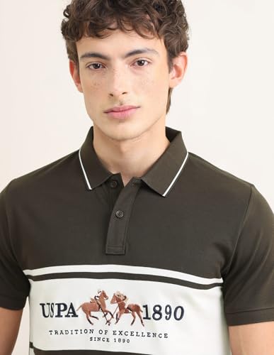 U.S.Polo Association Men's Sotogrande Brand Embroidered Polo Shirt (USTSH3438_Light Brown_3XL)