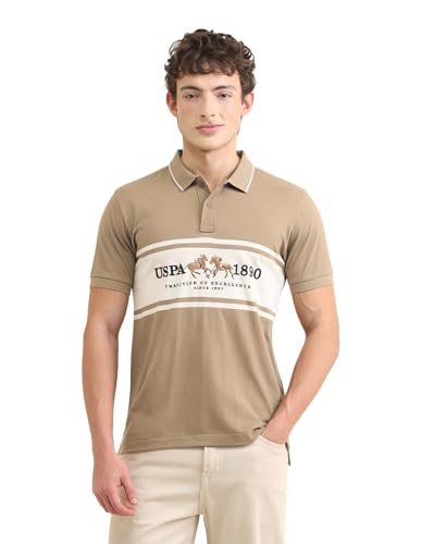U.S.Polo Association Men's Sotogrande Brand Embroidered Polo Shirt (USTSH3439_Brown_3XL)
