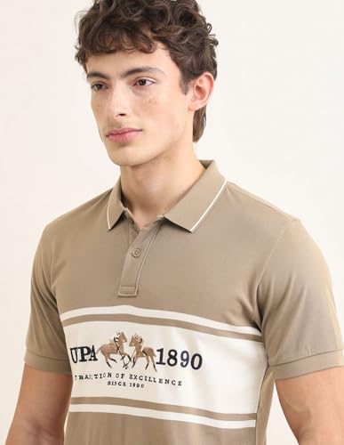 U.S.Polo Association Men's Sotogrande Brand Embroidered Polo Shirt (USTSH3439_Brown_3XL)