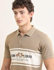 U.S.Polo Association Men's Sotogrande Brand Embroidered Polo Shirt (USTSH3439_Brown_3XL)