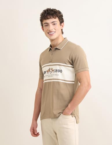 U.S.Polo Association Men's Sotogrande Brand Embroidered Polo Shirt (USTSH3439_Brown_3XL)