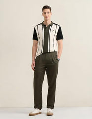 U.S. Polo Association men's vertical striped colorblocked Sotogrande polo shirt in white, navy, and red with collar and short sleeves