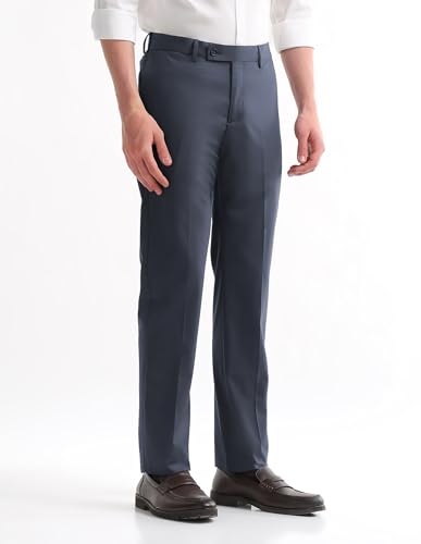 Arrow Men's Solid Regular Fit Trousers