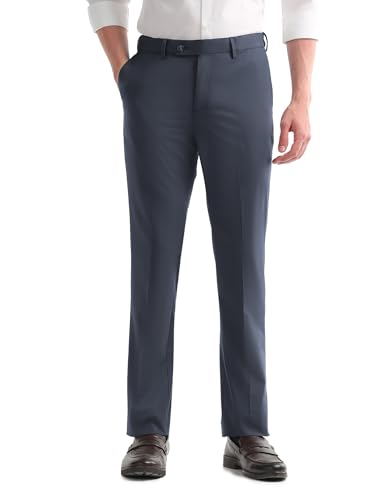 Arrow Men's Solid Regular Fit Trousers