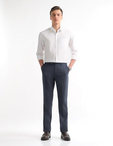 Arrow Men's Solid Regular Fit Trousers