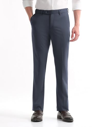Arrow Men's Solid Regular Fit Trousers