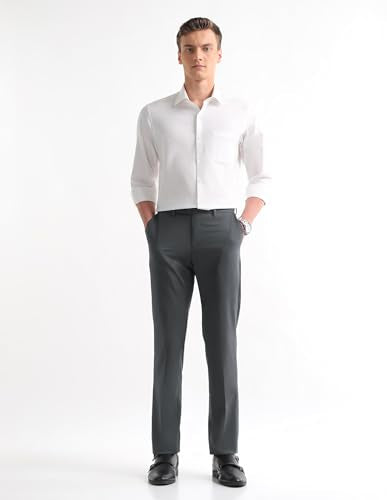 Arrow Men's Solid Regular Fit Trousers