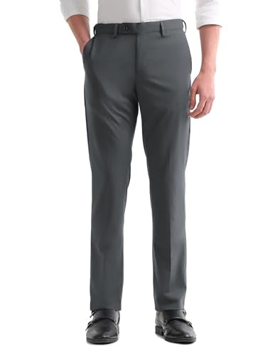 Arrow Men's Solid Regular Fit Trousers