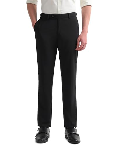 Arrow Men's Solid Regular Fit Trousers
