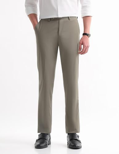 Arrow Men's Solid Regular Fit Trousers