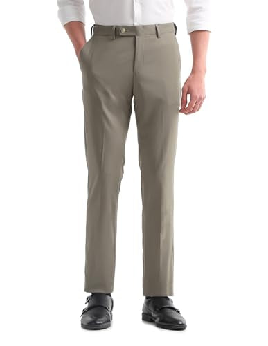 Arrow Men's Solid Regular Fit Trousers