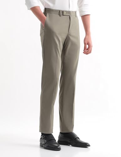 Arrow Men's Solid Regular Fit Trousers