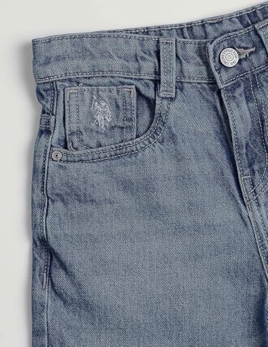 USPA Kids Boys Whiskered Baggy Fit Jeans (UKJEN866_Dark Blue_11-12 Years)