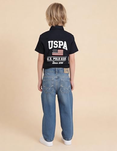USPA Kids Boys Whiskered Baggy Fit Jeans (UKJEN866_Dark Blue_11-12 Years)