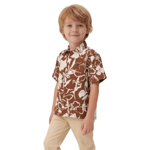 U.S.Polo boys floral printed boxy fit shirt, long sleeve boy’s shirt with colorful floral pattern, casual boys' clothing.