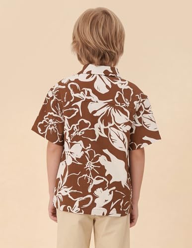 U.S.Polo boys floral printed boxy fit shirt, long sleeve boys' shirt with colorful floral pattern, casual style, natural fit.