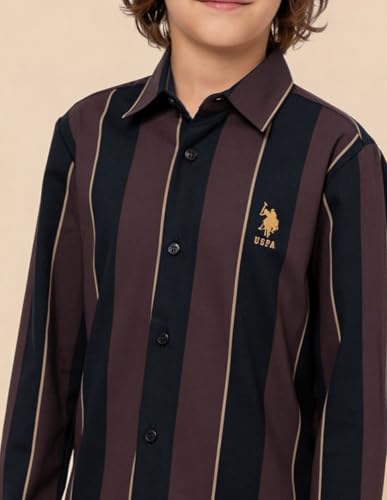 USPA Kids Boys Vertical Striped Regular Fit Shirt