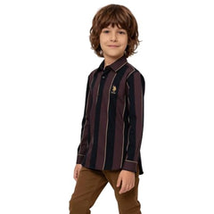 USPA Kids Boys Vertical Striped Regular Fit Shirt