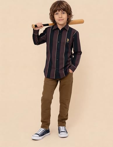 USPA Kids Boys Vertical Striped Regular Fit Shirt