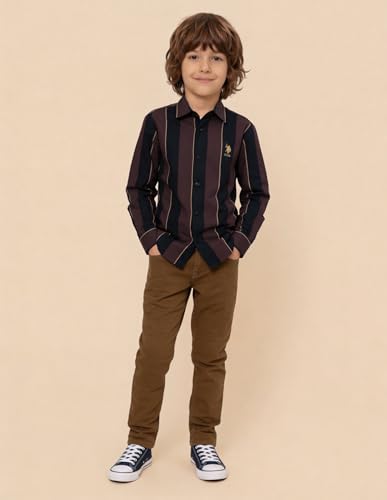 USPA Kids Boys Vertical Striped Regular Fit Shirt
