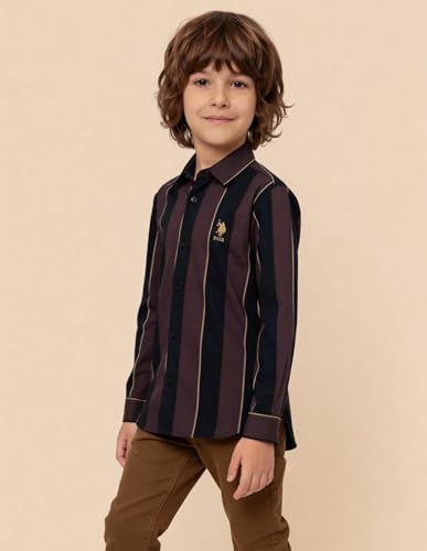 USPA Kids Boys Vertical Striped Regular Fit Shirt