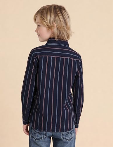 USPA Kids Boys Vertical Striped Twill Shirt (UKSHT1893_Indigo_2-3 Y)